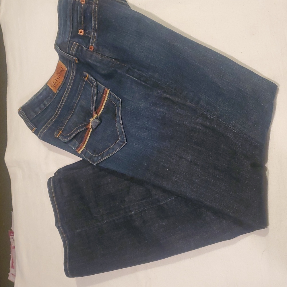 Lucky Brand Lola Boot Jeans Dark Wash Blue Flap Pocket Size 14/32 Short 8AHZ010